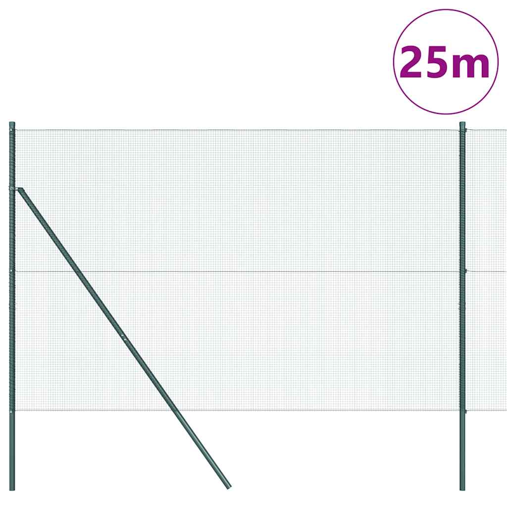 Zaun mit Pfosten Grün 1.6 x 25 m Stahl