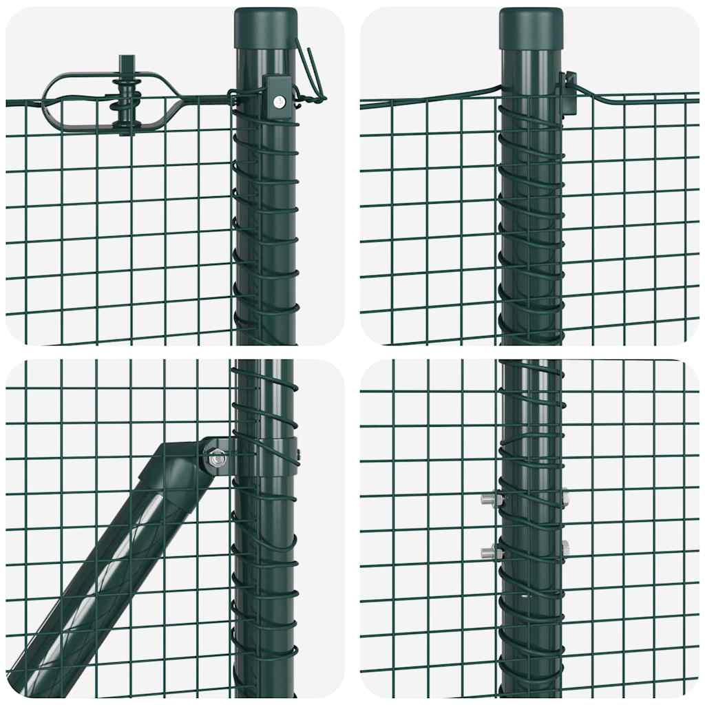 Zaun mit Pfosten Grün 1.6 x 25 m Stahl