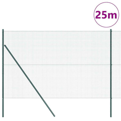 Zaun mit Pfosten Grün 1.6 x 25 m Stahl