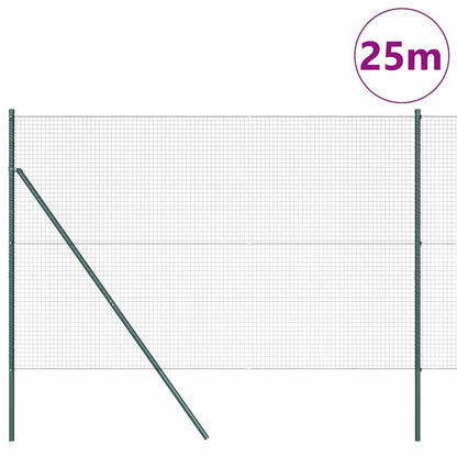 Zaun mit Pfosten Grün 1.6 x 25 m Stahl