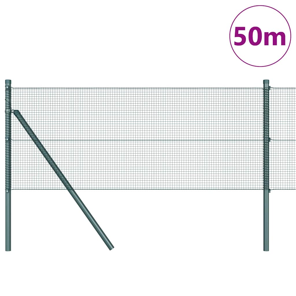 Zaun mit Pfosten Grün 0,6 x 50 m Stahl