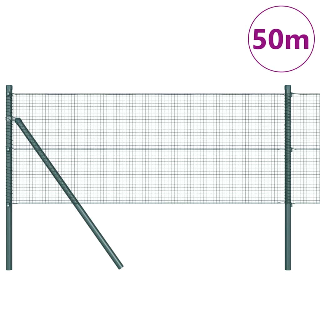 Zaun mit Pfosten Grün 0,8 x 50 m Stahl