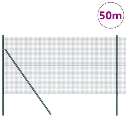 Zaun mit Pfosten Grün 1 x 50 m Stahl