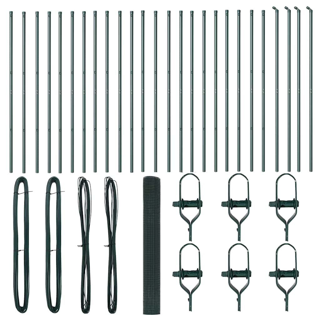 Zaun mit Pfosten Grün 1 x 50 m Stahl