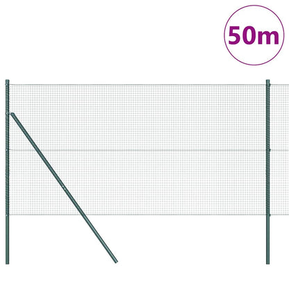 Zaun mit Pfosten Grün 1 x 50 m Stahl