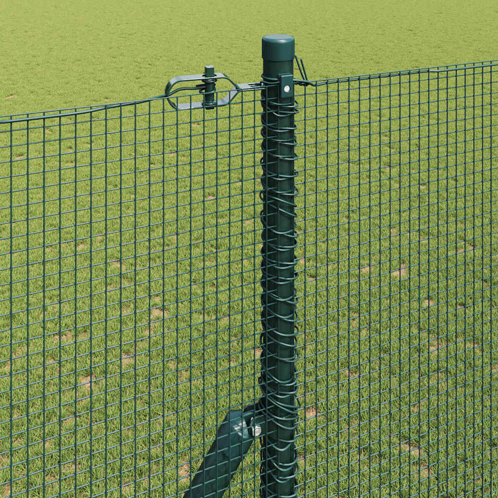Zaun mit Pfosten Grün 1,5 x 50 m Stahl