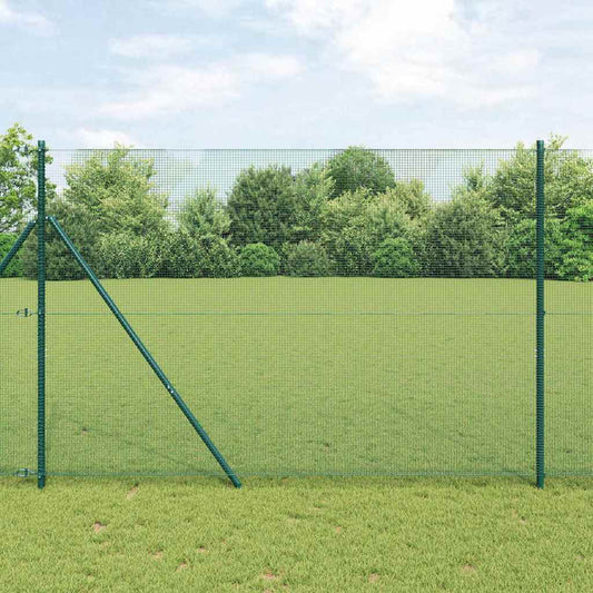 Zaun mit Pfosten Grün 1,5 x 50 m Stahl