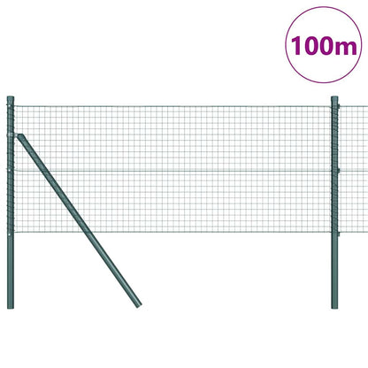 Zaun mit Pfosten Grün 0,4 x 100 m Stahl