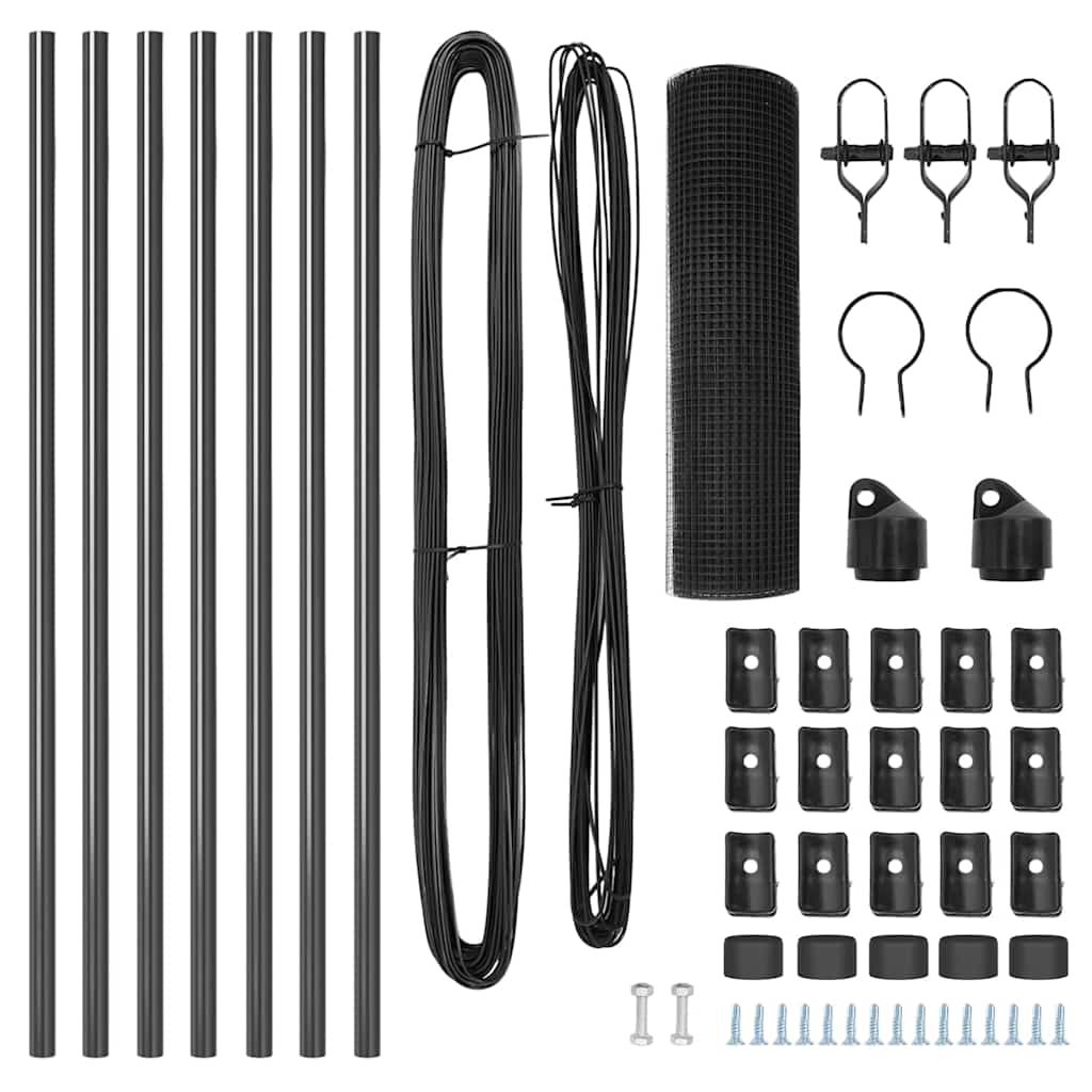 Zaun mit Pfosten Grau 0,4 x 10 m Stahl