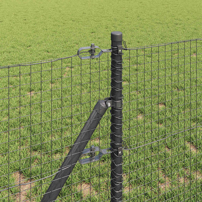 Zaun mit Pfosten Grau 0,4 x 10 m Stahl