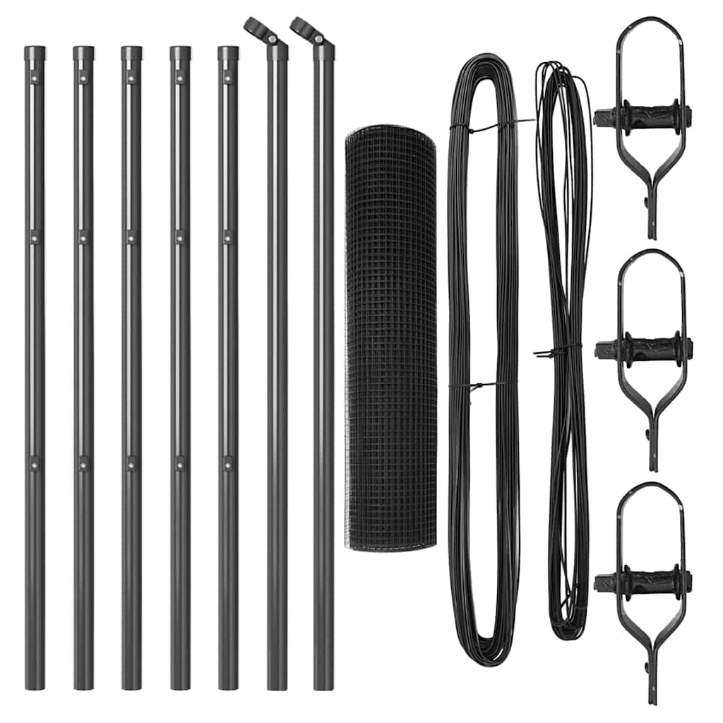 Zaun mit Pfosten Grau 0,4 x 10 m Stahl