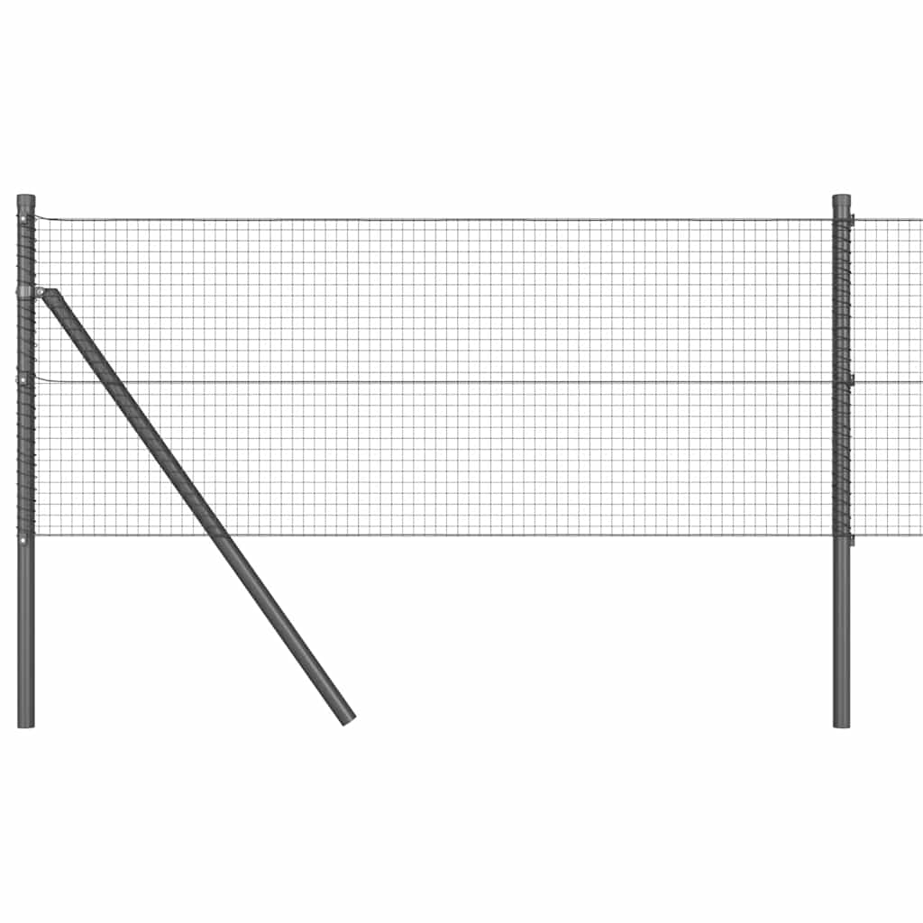Zaun mit Pfosten Grau 0,5 x 10 m Stahl