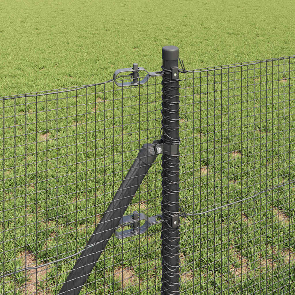 Zaun mit Pfosten Grau 0,6 x 10 m Stahl