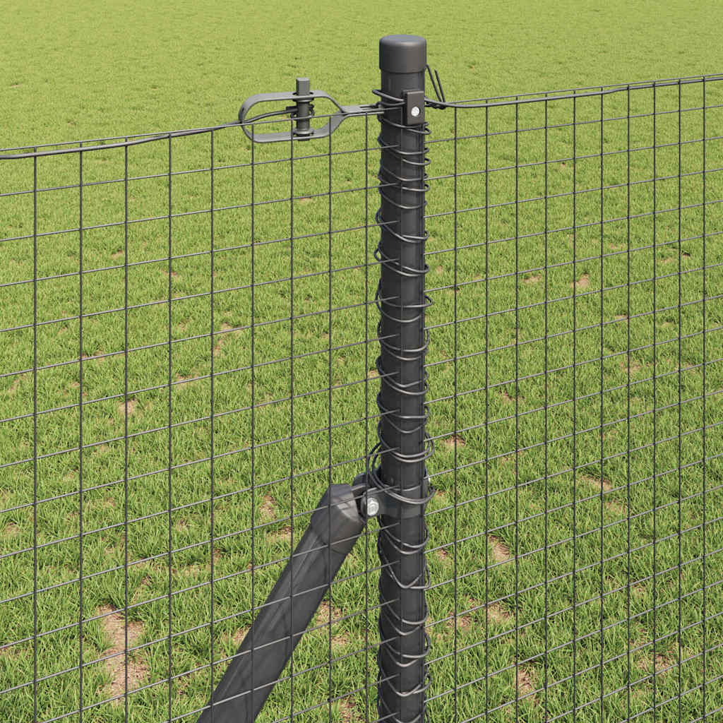 Zaun mit Pfosten Grau 1 x 10 m Stahl