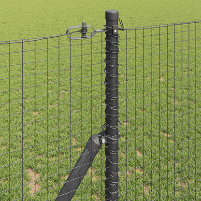 Zaun mit Pfosten Grau 1 x 10 m Stahl