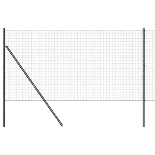 Zaun mit Pfosten Grau 1 x 10 m Stahl