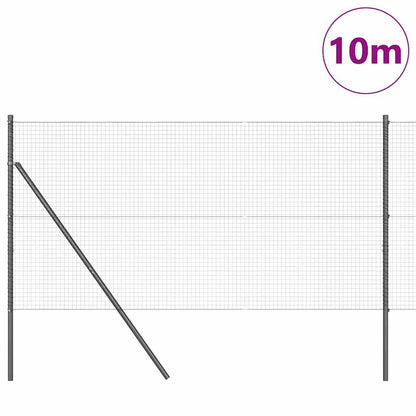 Zaun mit Pfosten Grau 1 x 10 m Stahl