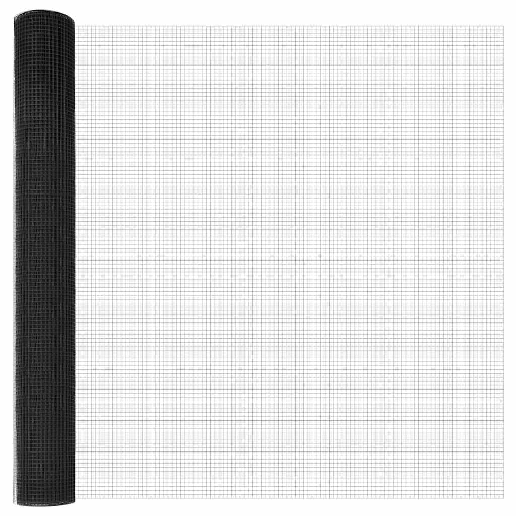 Zaun mit Pfosten Grau 1,2 x 10 m Stahl