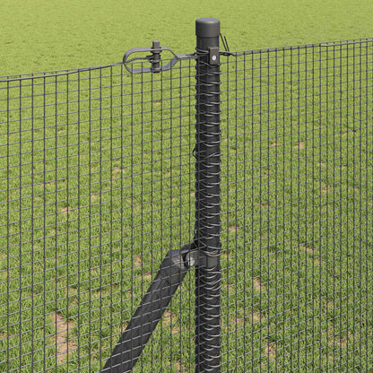 Zaun mit Pfosten Grau 1,4 x 10 m Stahl