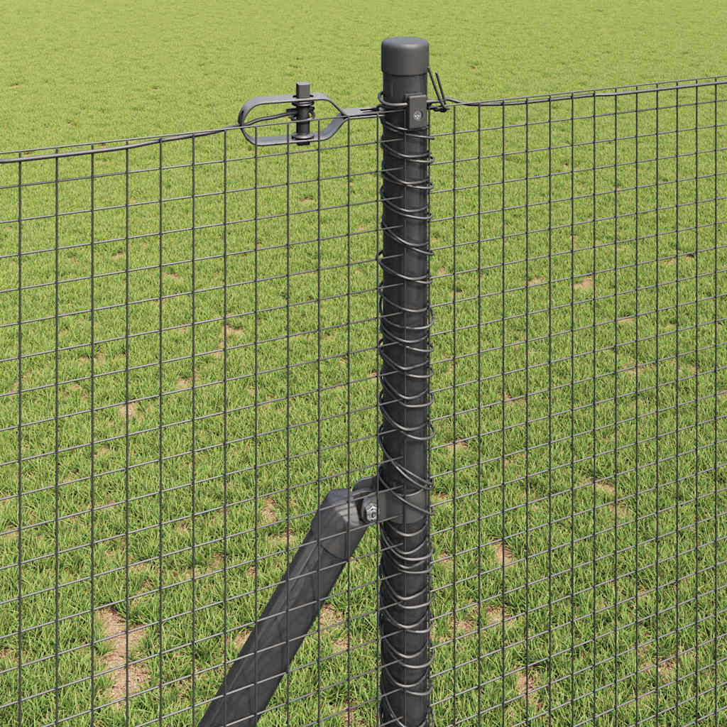 Zaun mit Pfosten Grau 1,4 x 10 m Stahl
