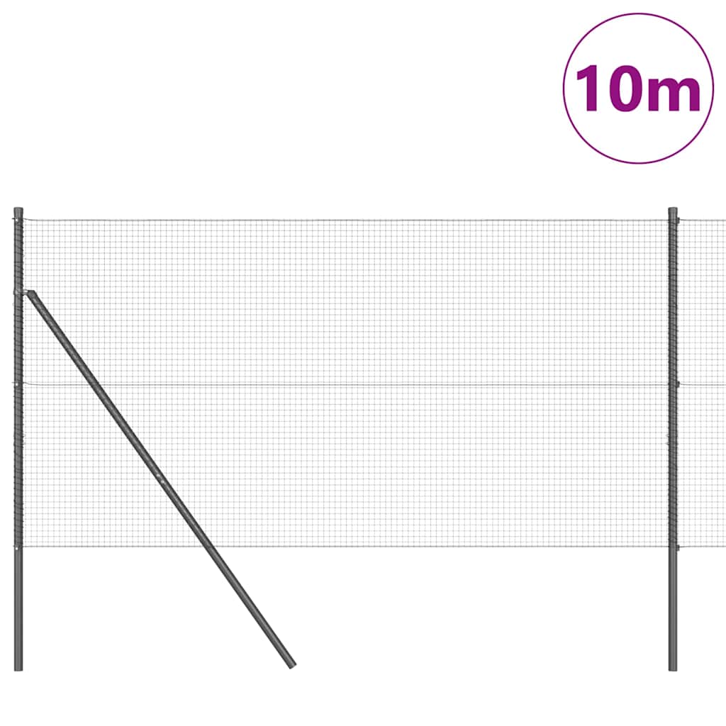Zaun mit Pfosten Grau 1,4 x 10 m Stahl