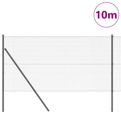 Zaun mit Pfosten Grau 1,4 x 10 m Stahl