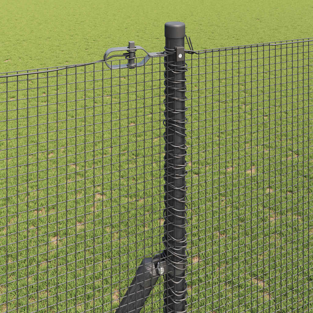 Zaun mit Pfosten Grau 1,6 x 10 m Stahl