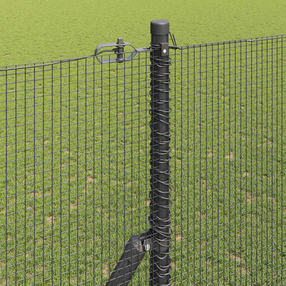 Zaun mit Pfosten Grau 1,6 x 10 m Stahl