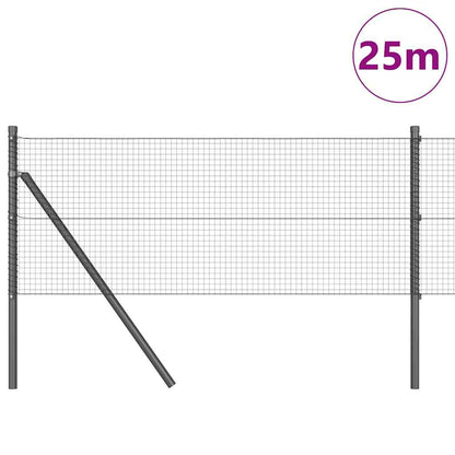 Zaun mit Pfosten Grau 0,4 x 25 m Stahl