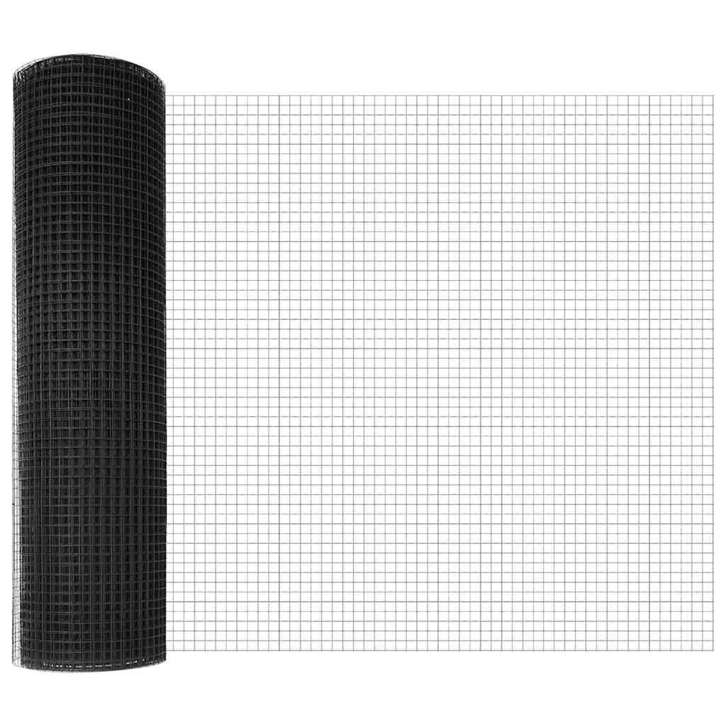 Zaun mit Pfosten Grau 0,8 x 25 m Stahl