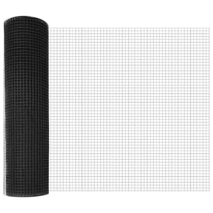 Zaun mit Pfosten Grau 0,8 x 25 m Stahl