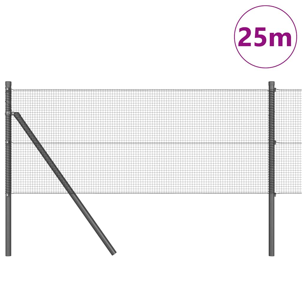 Zaun mit Pfosten Grau 0,8 x 25 m Stahl