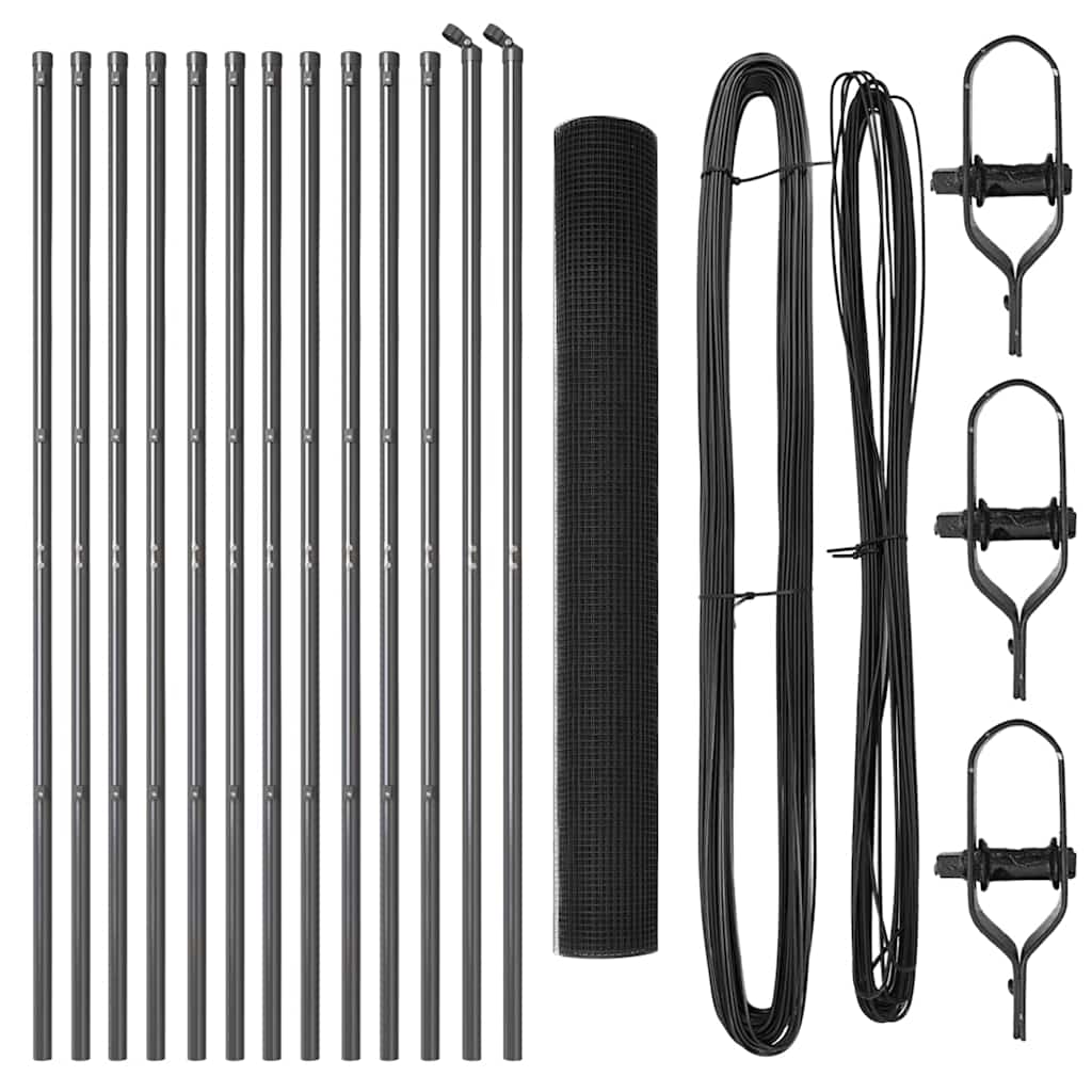 Zaun mit Pfosten Grau 1,2 x 25 m Stahl