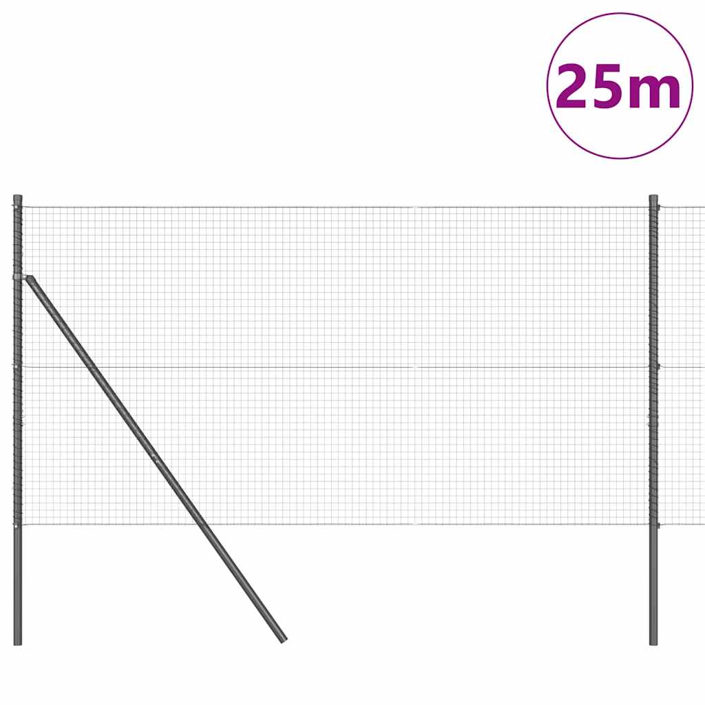 Zaun mit Pfosten Grau 1,2 x 25 m Stahl