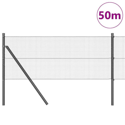 Zaun mit Pfosten Grau 0,8 x 50 m Stahl