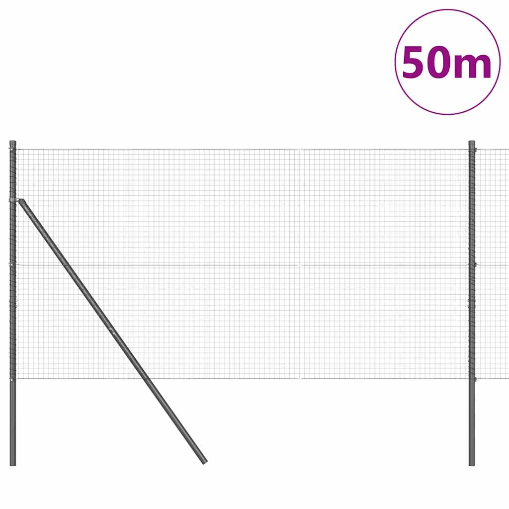 Zaun mit Pfosten Grau 1,2 x 50 m Stahl