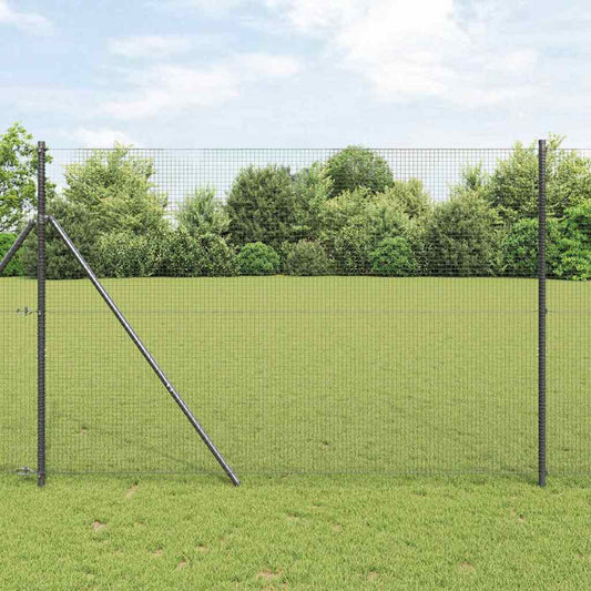 Zaun mit Pfosten Grau 1,4 x 50 m Stahl