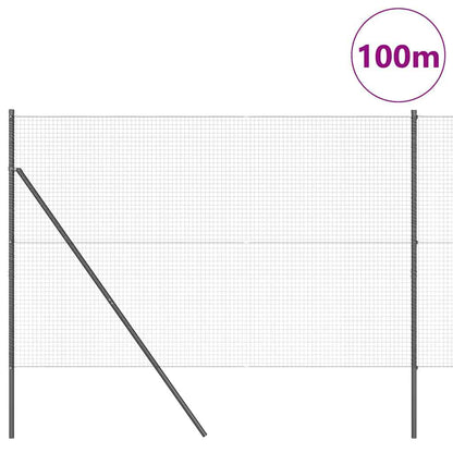 Zaun mit Pfosten Grau 1,4 x 50 m Stahl