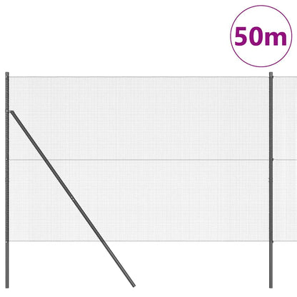 Zaun mit Pfosten Grau 1,5 x 50 m Stahl