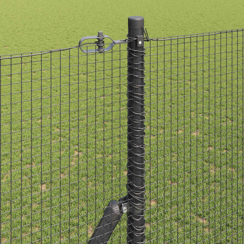 Zaun mit Pfosten Grau 1,5 x 50 m Stahl