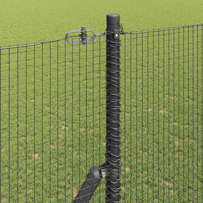 Zaun mit Pfosten Grau 1,5 x 50 m Stahl