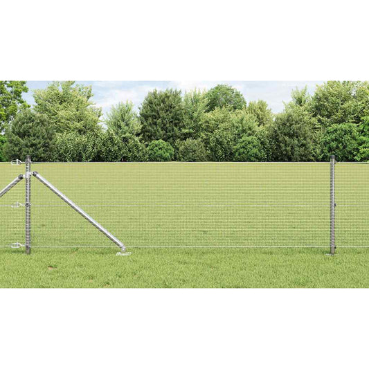 Zaun mit Pfosten Silber 0,4 x 10 m Stahl