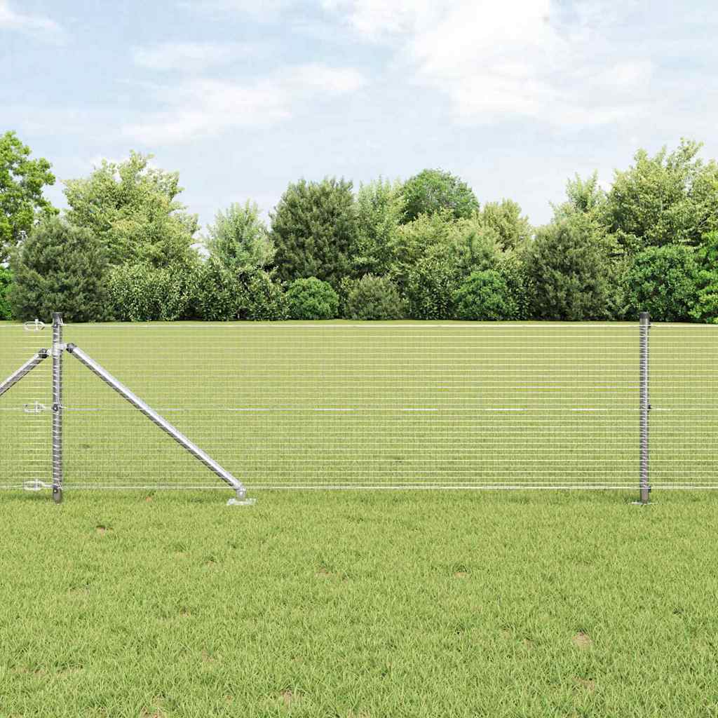 Zaun mit Pfosten Silber 0,4 x 10 m Stahl