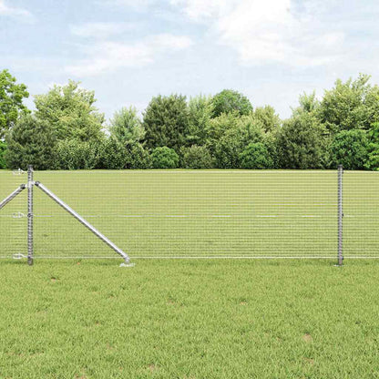 Zaun mit Pfosten Silber 0,4 x 10 m Stahl