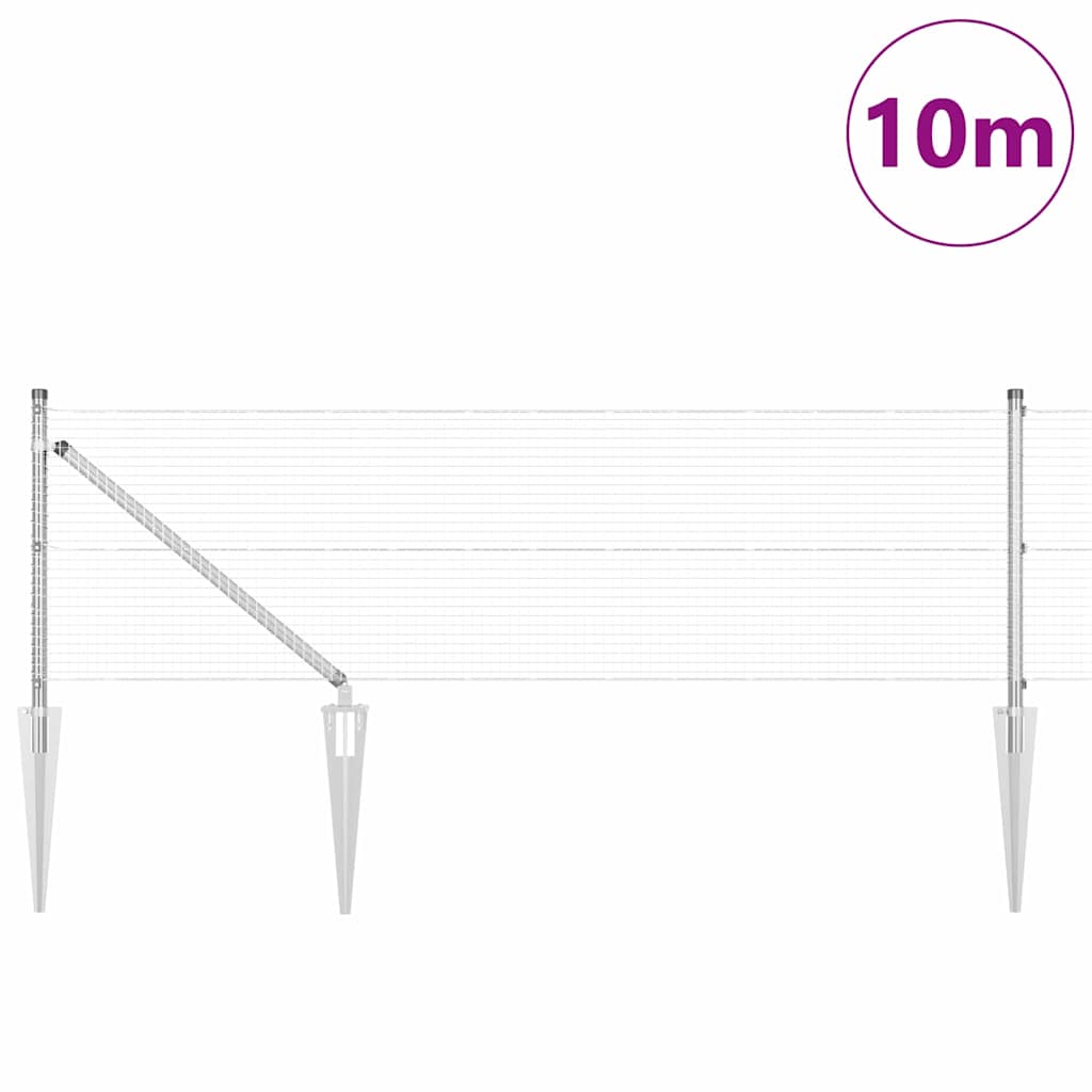 Zaun mit Pfosten Silber 0,4 x 10 m Stahl