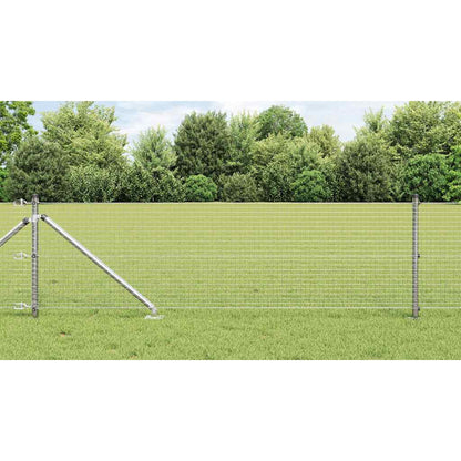 Zaun mit Pfosten Silber 0,5 x 10 m Stahl
