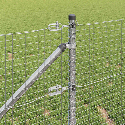 Zaun mit Pfosten Silber 0,5 x 10 m Stahl