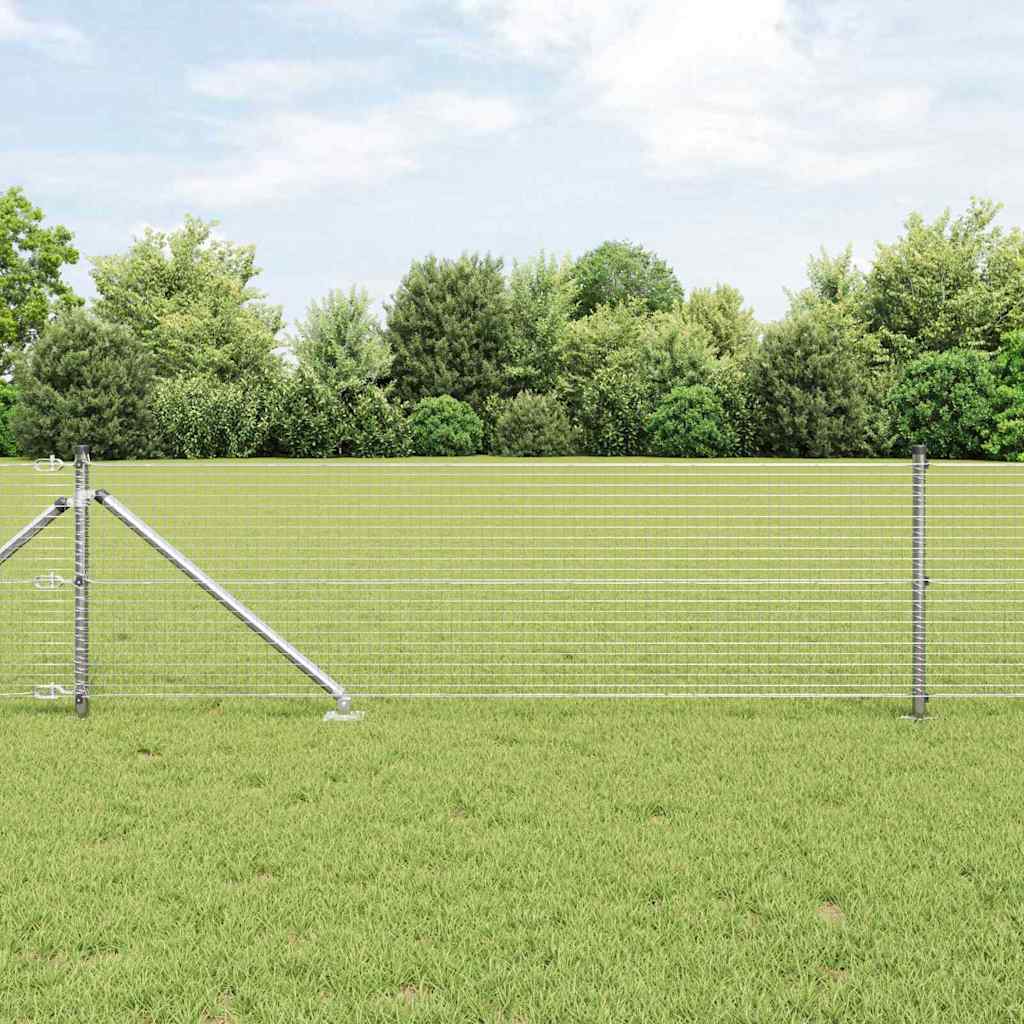 Zaun mit Pfosten Silber 0,5 x 10 m Stahl