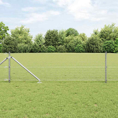 Zaun mit Pfosten Silber 0,5 x 10 m Stahl