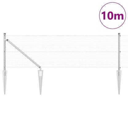 Zaun mit Pfosten Silber 0,5 x 10 m Stahl